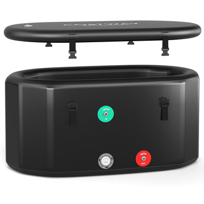 129 Gal Oval Ice Bath Tub w/Cover Portable Outdoor Ice Bath Tub w/Backpack