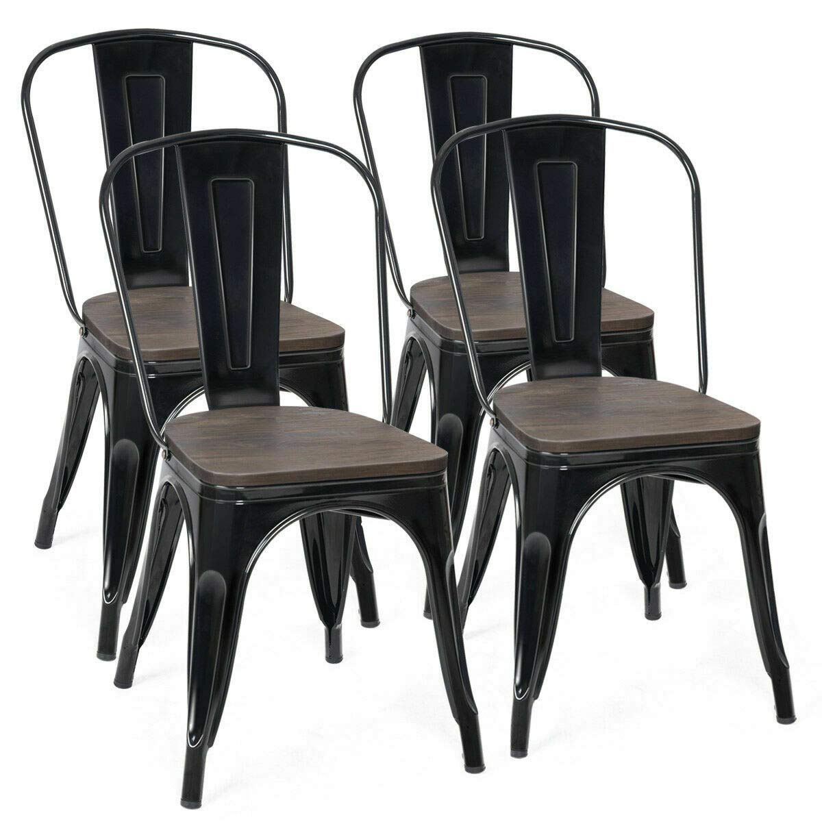 18 Inch Dining Chair Set of 4 Industrial Vintage Stackable Metal Stools