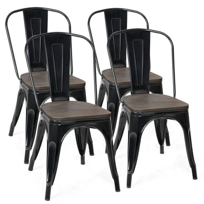 18 Inch Dining Chair Set of 4 Industrial Vintage Stackable Metal Stools