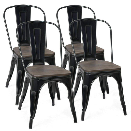18 Inch Dining Chair Set of 4 Industrial Vintage Stackable Metal Stools