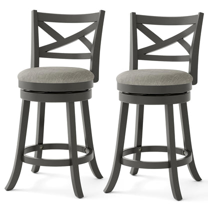 Bar Stools Set of 2 Counter Height Swivel Chairs