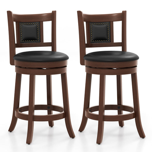 Bar Stool Set of 2/4 25.5” Swivel Upholstered Counter Height Bar Stool