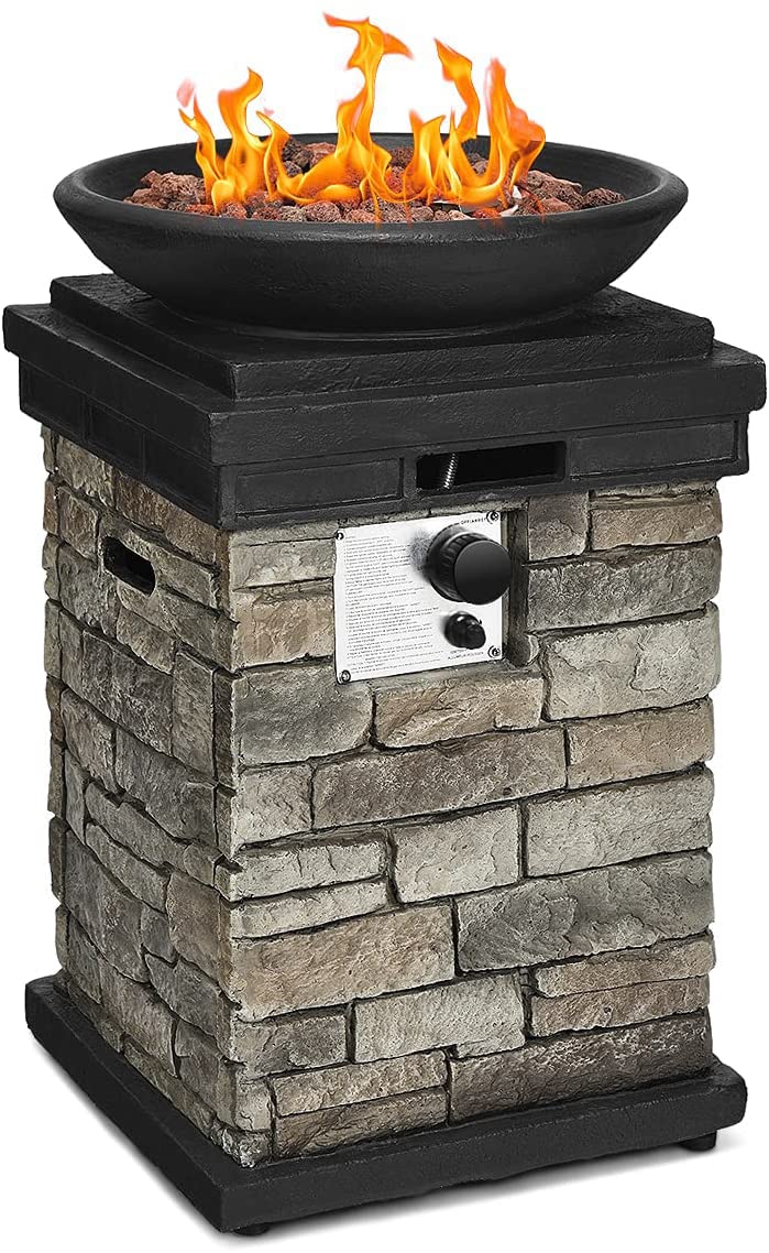 ARLIME Outdoor Propane Burning Fire Bowl, 40,000 BTU Outdoor Gas Fire Pit with Free Lava Rocks