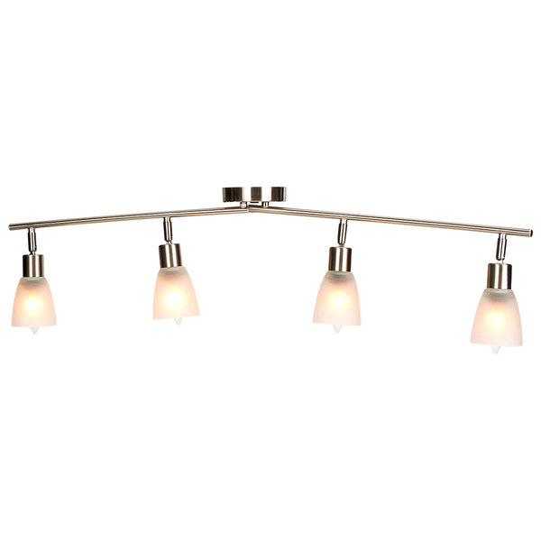 4-Light Adjustable LED Track Lighting, Modern Ceiling Light Fixture with Glass Shade