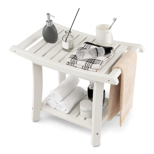 Waterproof Shower Bench With Storage Shelf for Shaving Legs and SPA