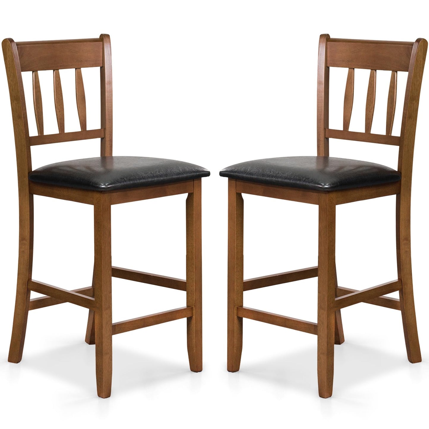 25.5'' Mid Century Modern Wooden Bar Stools with Backrest