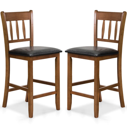 25.5'' Mid Century Modern Wooden Bar Stools with Backrest
