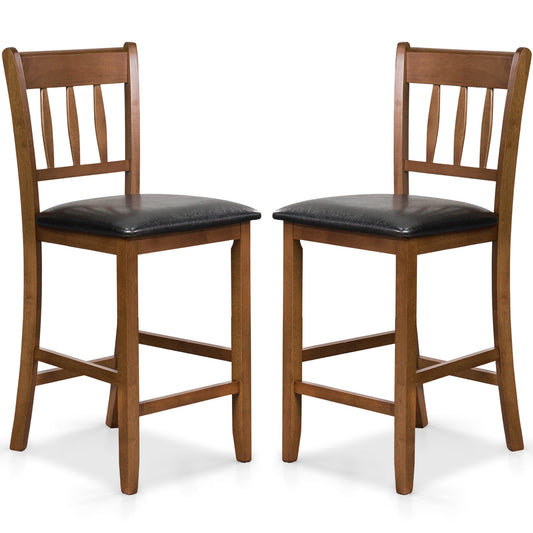 25.5'' Mid Century Modern Wooden Bar Stools with Backrest