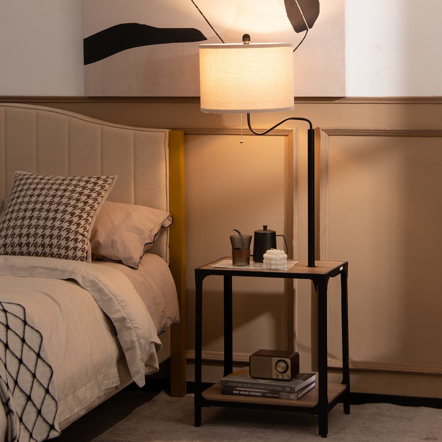 ARLIME Floor Lamp with End Table and USB Charging Ports