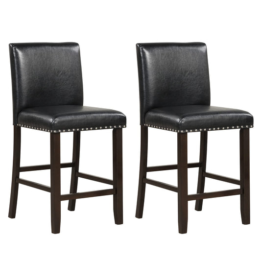 Bar Stools 25.5” PVC Leather Armless Counter Height Chair with Back