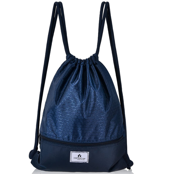 Drawstring Backpack Folding Sports Gym Sackpack with Zipper Pockets