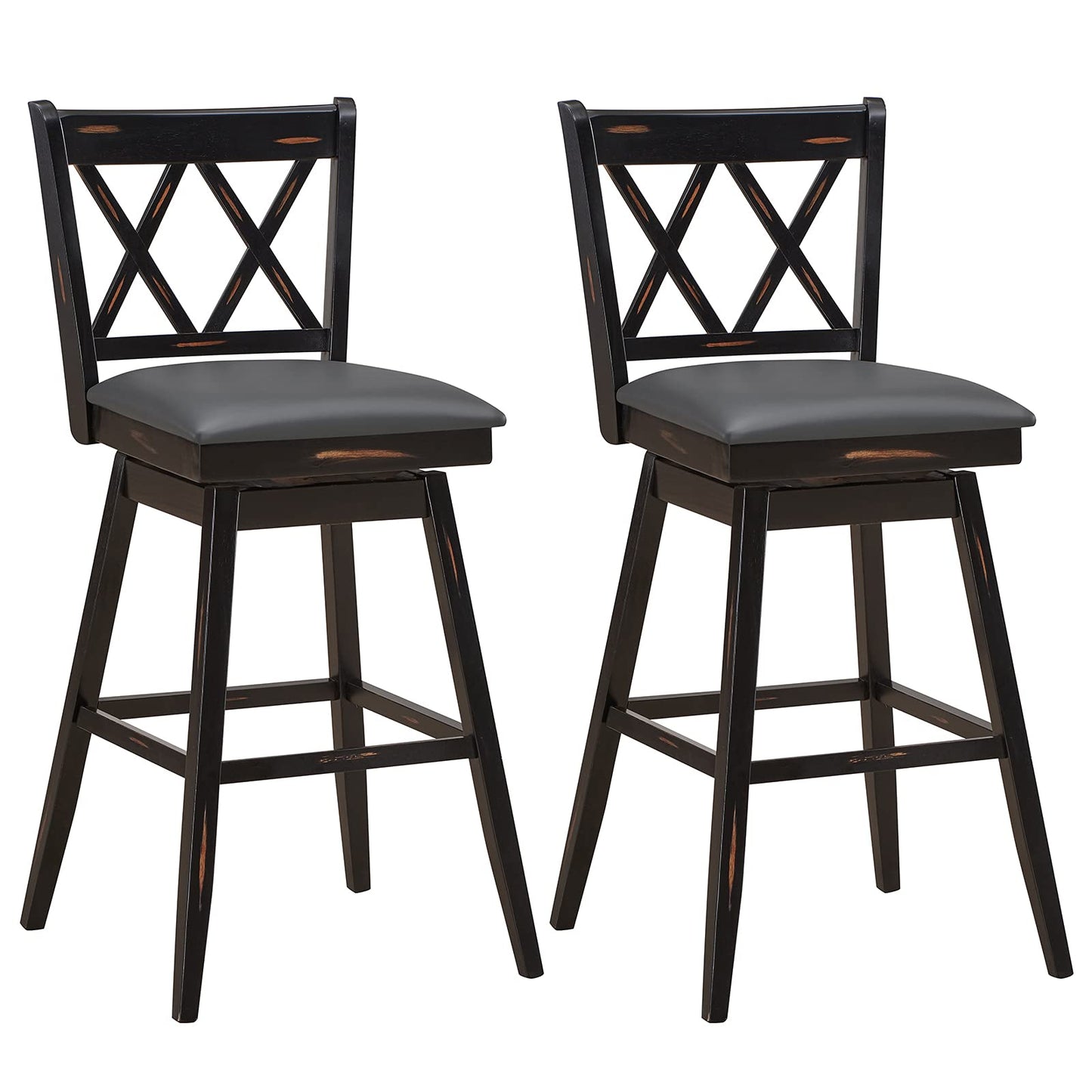 360 ° Swivel Bar Height 29.5 inch Bar Stool with Foot Rest Upholstered Cushion & Ergonomic Backrest