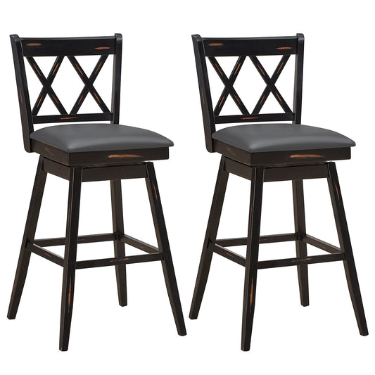 360 ° Swivel Bar Height 29.5 inch Bar Stool with Foot Rest Upholstered Cushion & Ergonomic Backrest