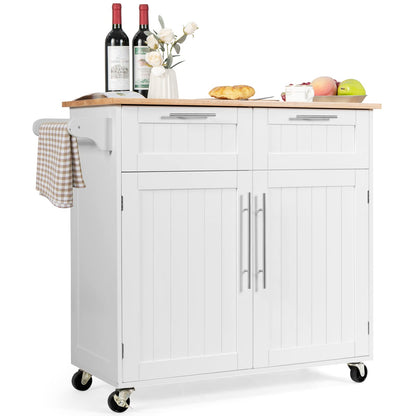 Kitchen Island Cart on Wheels with Side Towel Bar