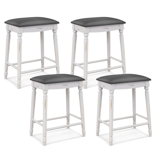 Upholstered Bar Stools Set of 4 24-Inch Backless Counter Height Dining Stools