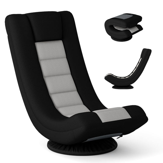 360° Swivel Floor Gaming Chair with 4 Position Adjustable Backrest & Neck Pillow