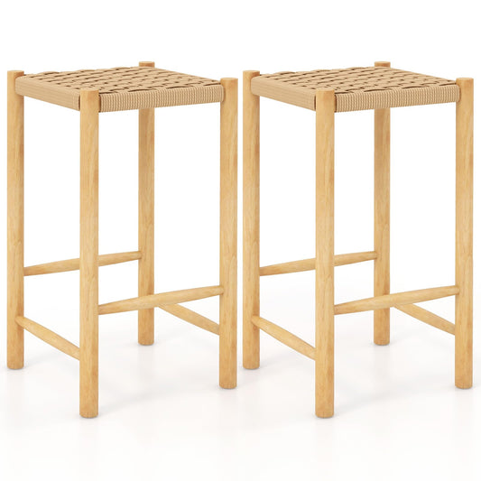 Wooden Bar Stools Set of 2/4 Rustic 26-inch Counter Height Dining Stools