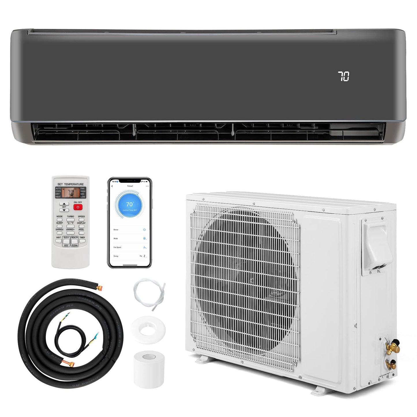 ARLIME 24000 BTU Wifi Enabled Mini Split Air Conditioner, 21 SEER2 208-230V Ductless Inverter AC