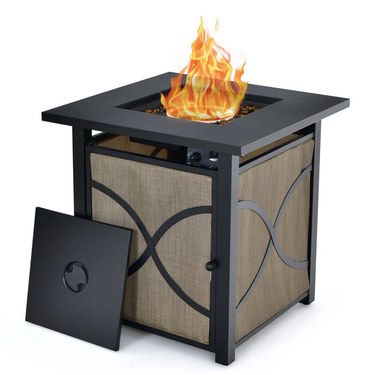 40000 BTU Square Gas Fire Pit Table with Lid