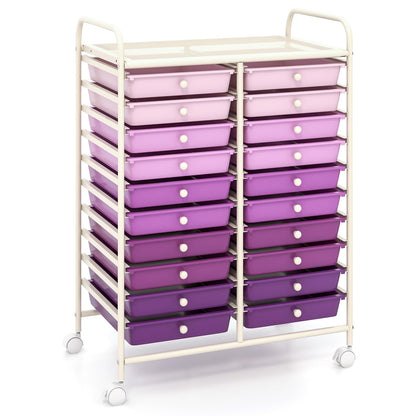 20-Drawer Rolling Storage Cart Utility Storage Organizer Cart for Tools