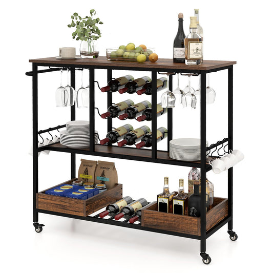 Home Serving Cart Industrial Rolling Beverage Cart