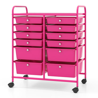 12-Drawer Rolling Storage Cart 12 Drawer Organizer Trolley