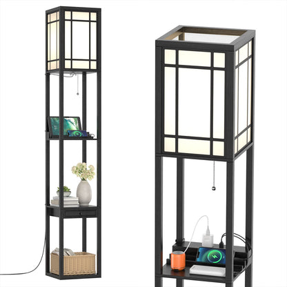 ARLIME Floor Lamp with Shelves and Drawer