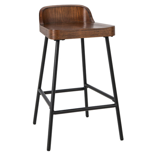 Bar Stool 24.5'' Industrial Pub Stool with Low Backrest and Footrest