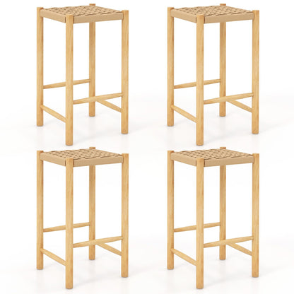 Wooden Bar Stools Set of 2/4 Rustic 26-inch Counter Height Dining Stools