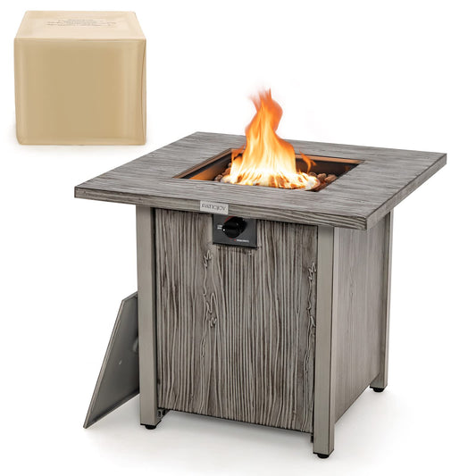 40,000 BTU Outdoor Propane Gas Fire Table with Wood Like Tabletop