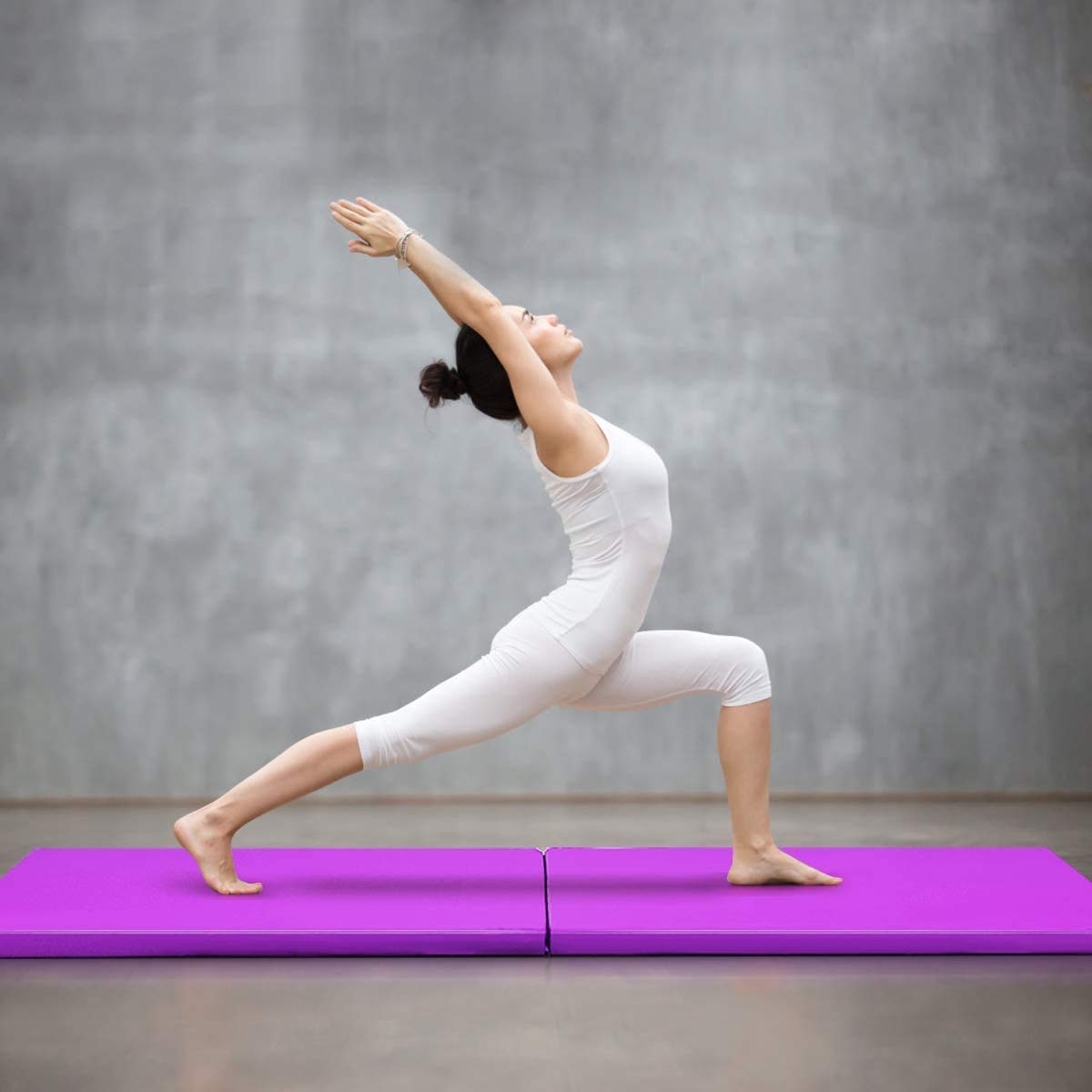 ARLIME 2" Thick Exercise Mat, 2-Fold Folding Gymnastics Mat with Carrying Handles