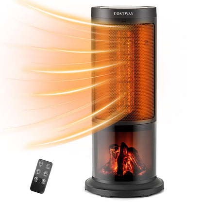 Indoor Space Heater with 3D Realistic Flame Portable 17-inch Height Tower Electric Heater