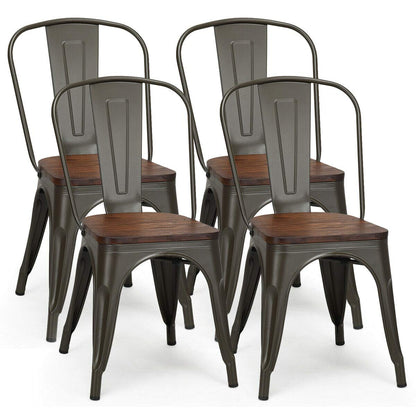 18 Inch Dining Chair Set of 4 Industrial Vintage Stackable Metal Stools