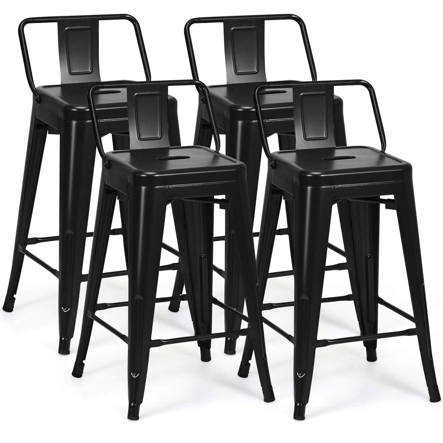 Metal Bar stools Set of 4 with Rubber Feet for Kitchen