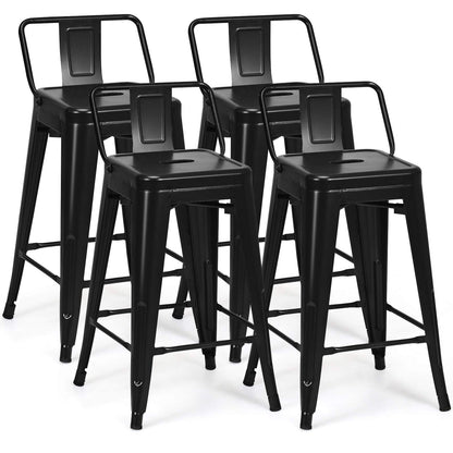 Metal Bar stools Set of 4 with Rubber Feet for Kitchen