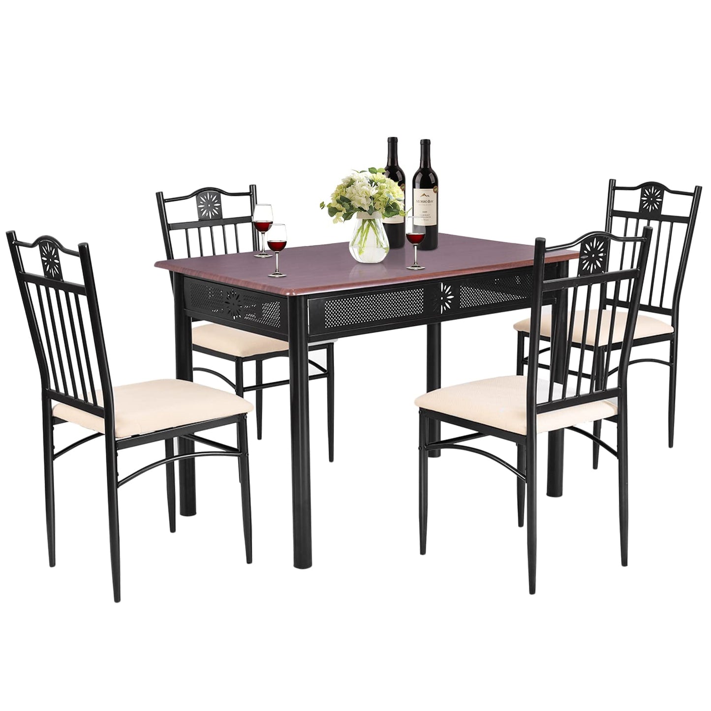 5 Pieces Dining Table Set Modern Kitchen Table Set for 4 Person