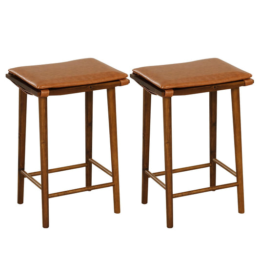 Rustic Bar Stools Set of 2/4 25.5-inch Height Backless Stool