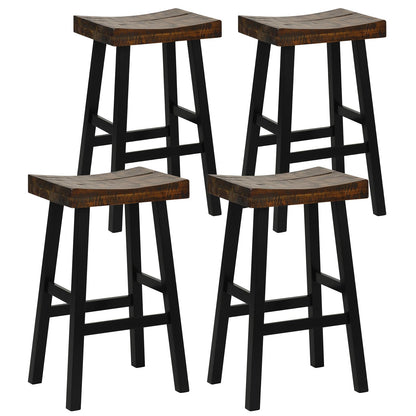 Wooden Saddle Stools Set of 2/4 29-inch Bar Height Stools