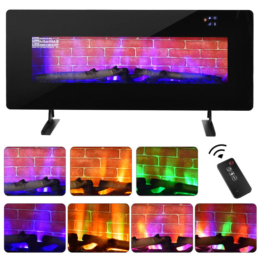 42 Inches Electric Fireplace Wall Mounted and Freestanding Fireplace Heater with Remote