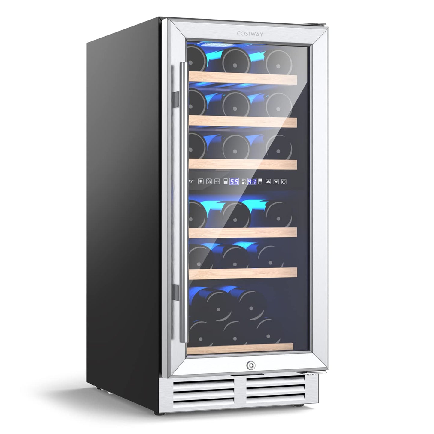 30-Bottle Freestanding Wine Cooler with Temp Memory and Dual Zones