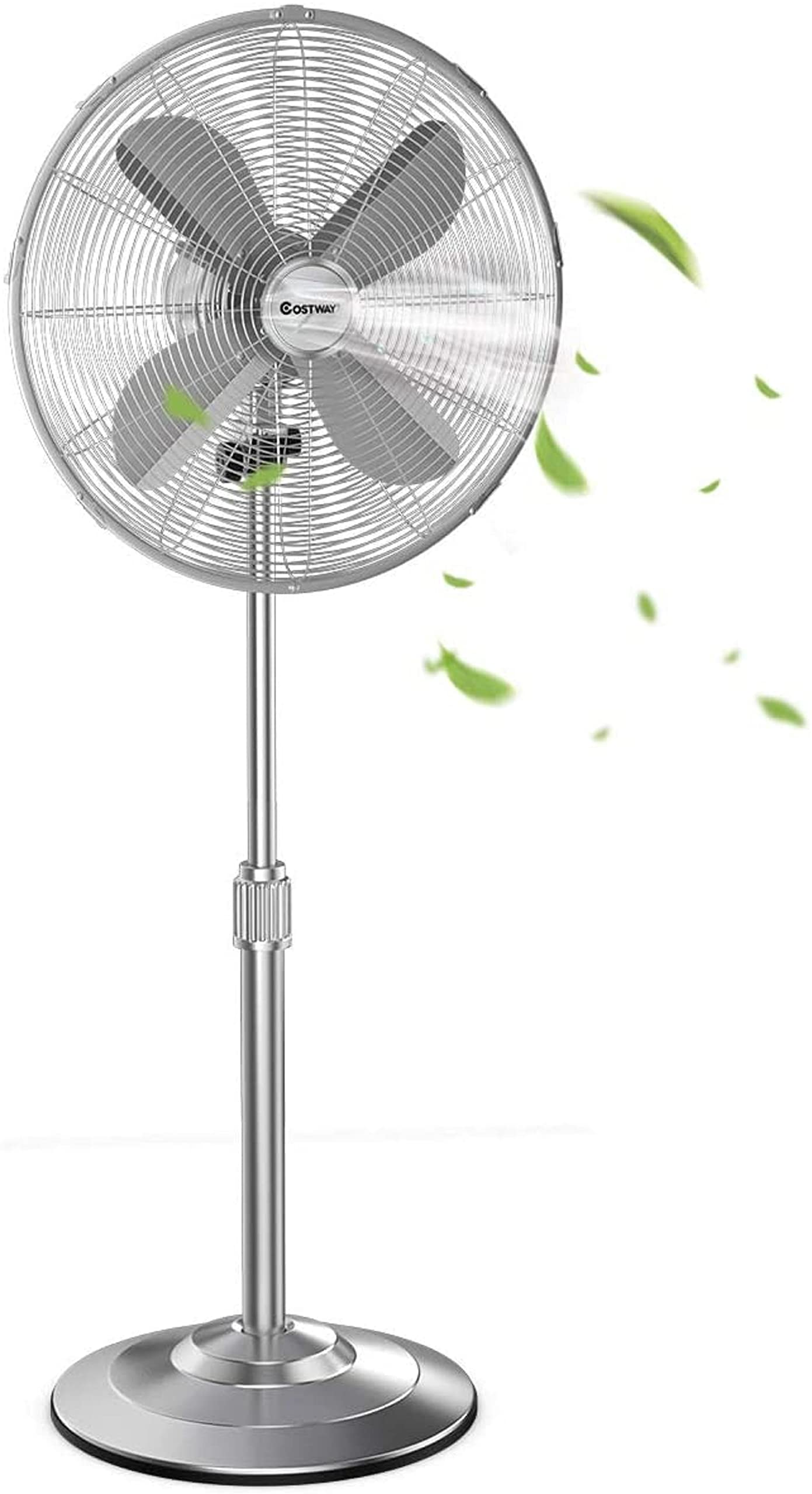 Metal Pedestal Fan 18-Inch Quiet Oscillating Standing Fan