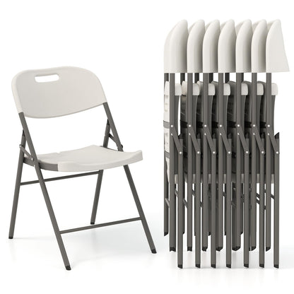Stackable Plastic Folding Chairs w/Waterproof Seat 350 LBS Capacity Heavy-Duty Metal Frame