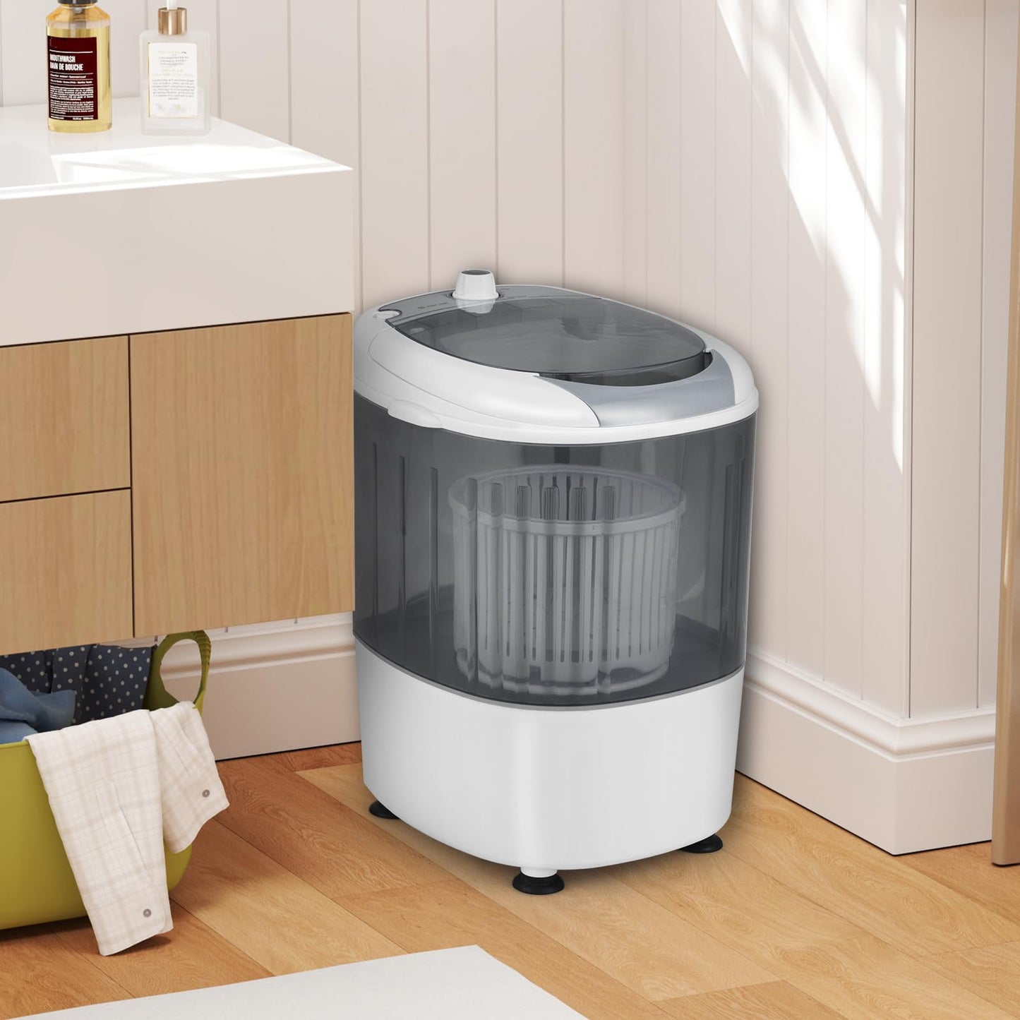 Portable Washing Machine, Mini Washer and Dryer Combo w/ 5.5lbs Washing Capacity, Spin Cycle Basket