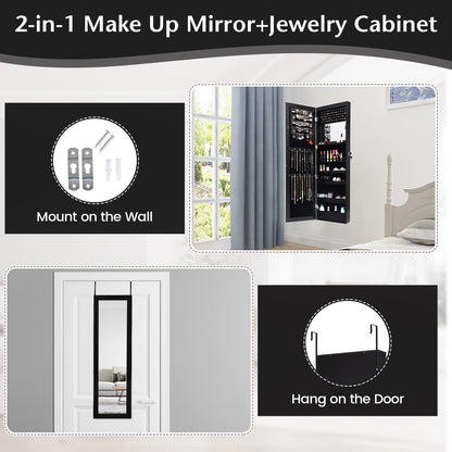 12 LEDs Mirror Jewelry Cabinet with 53.5” Full Length Mirror & Large Storage Capacity