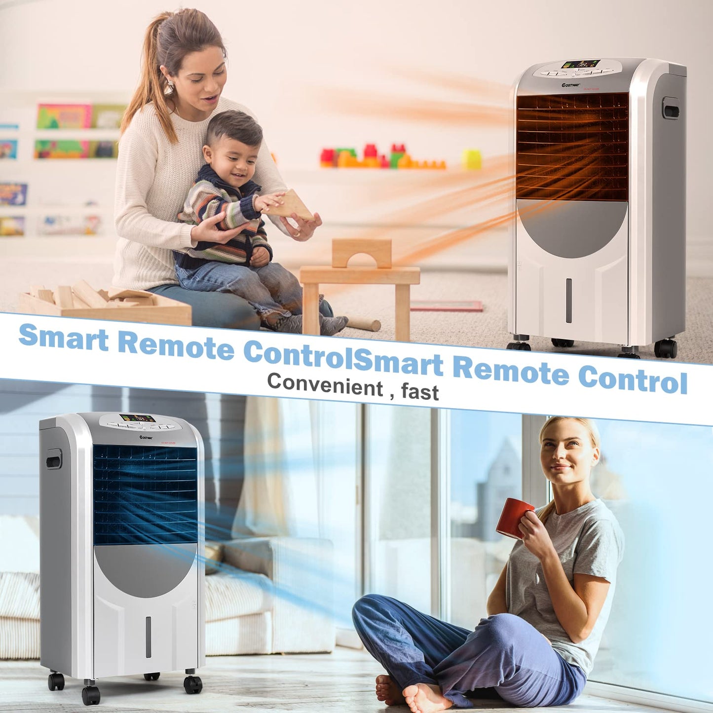 ARLIME 4-IN-1 Evaporative Air Cooler, Heater and Humidifier Combo, 3 Wind Speeds, 4 Modes, 8H Timer