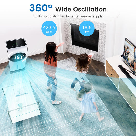 ARLIME Evaporative Air Cooler, 3-in-1 Portable Air Conditioner & Humidifier, AC Fan w/ 3 Modes, 24 Speeds Settings