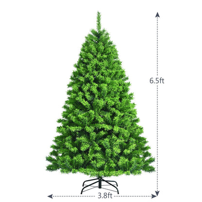 6.5Ft Artificial Christmas Tree Realistic Snow Flocked Hinged Pine Tree with Solid Metal Stand