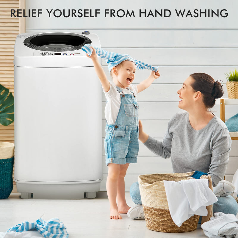 Portable Washing Machine 8Lbs Capacity Full-automatic Washer with 6 Wash Programs