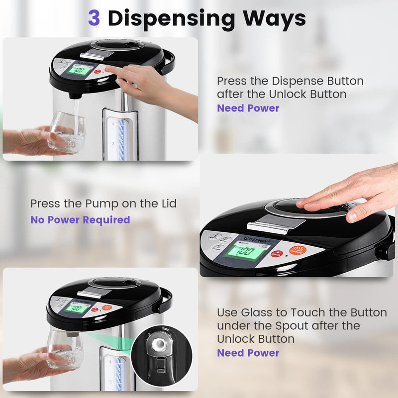 Instant Electric Hot Water Boiler and Warmer, 5-Liter LCD Water Pot with 5 Stage Temperature Settings