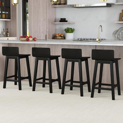 Solid Wood Bar Stools Set of 2/4 24.5-inch Counter Height Chairs